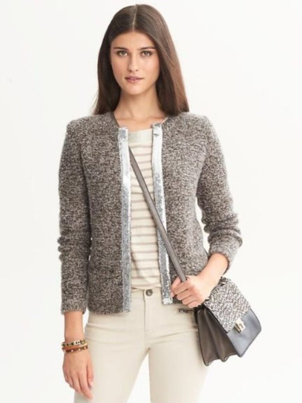 Banana Republic Sequin Trim Sweater Jacket